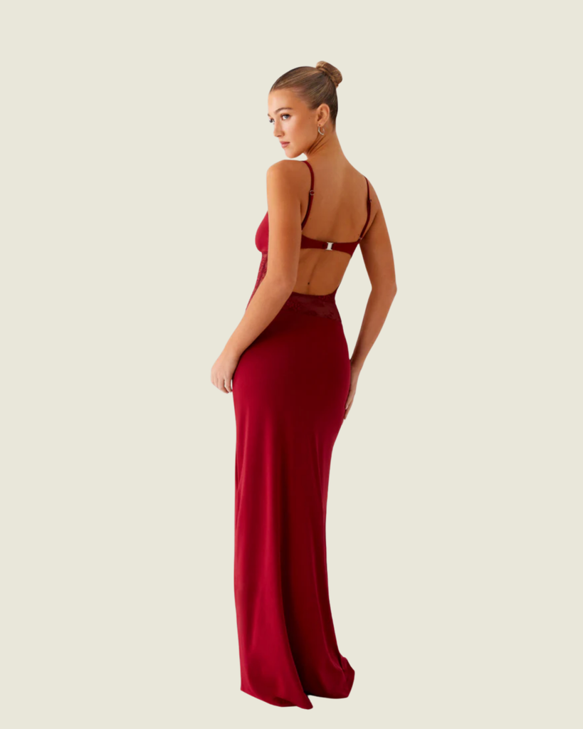 Peppermayo Exclusive Envy Maroon Maxi Dress