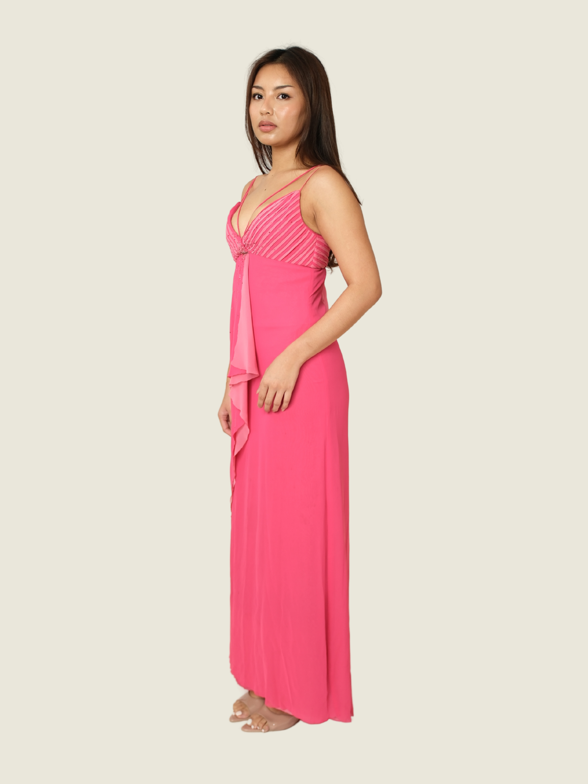 Randy Ortiz Custom Pink Strappy Maxi Dress