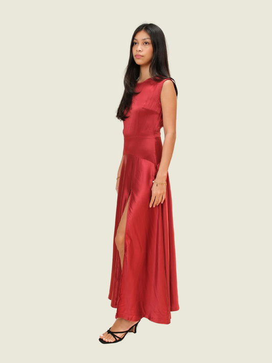 Reformation Red Evangeline Silk Dress
