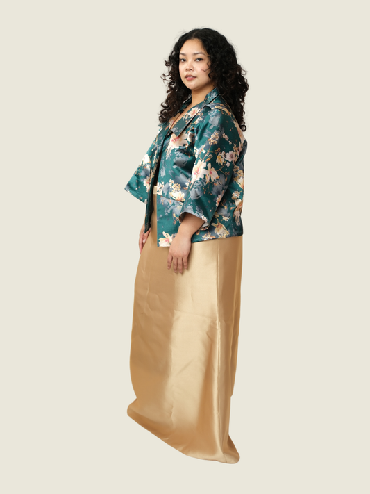 Rustans Floral Kimono with Gold Skirt