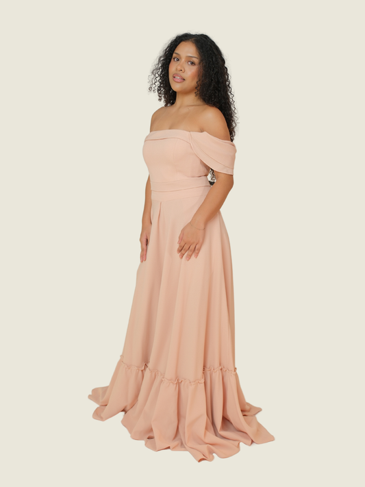 Steph Tan Pink Off Shoulder Gown