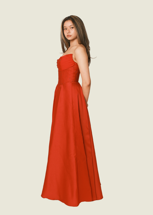 Steph Tan Red Corset Maxi Dress hover image