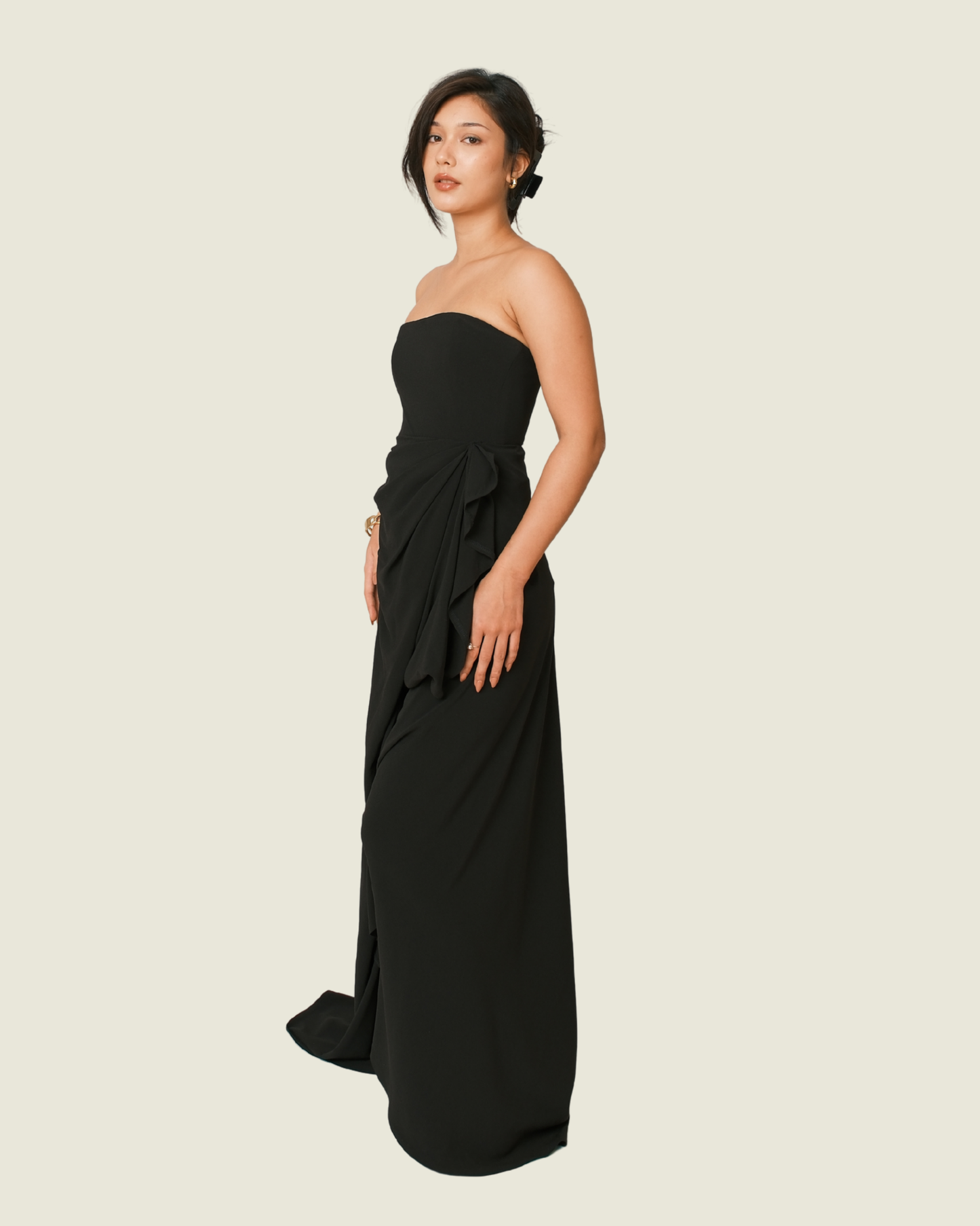 Ushi Sato Asymmetrical Strapless Dress in Black