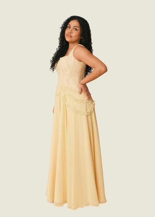 Yellow Mel Orlina Bespoke - Lace Gown hover image