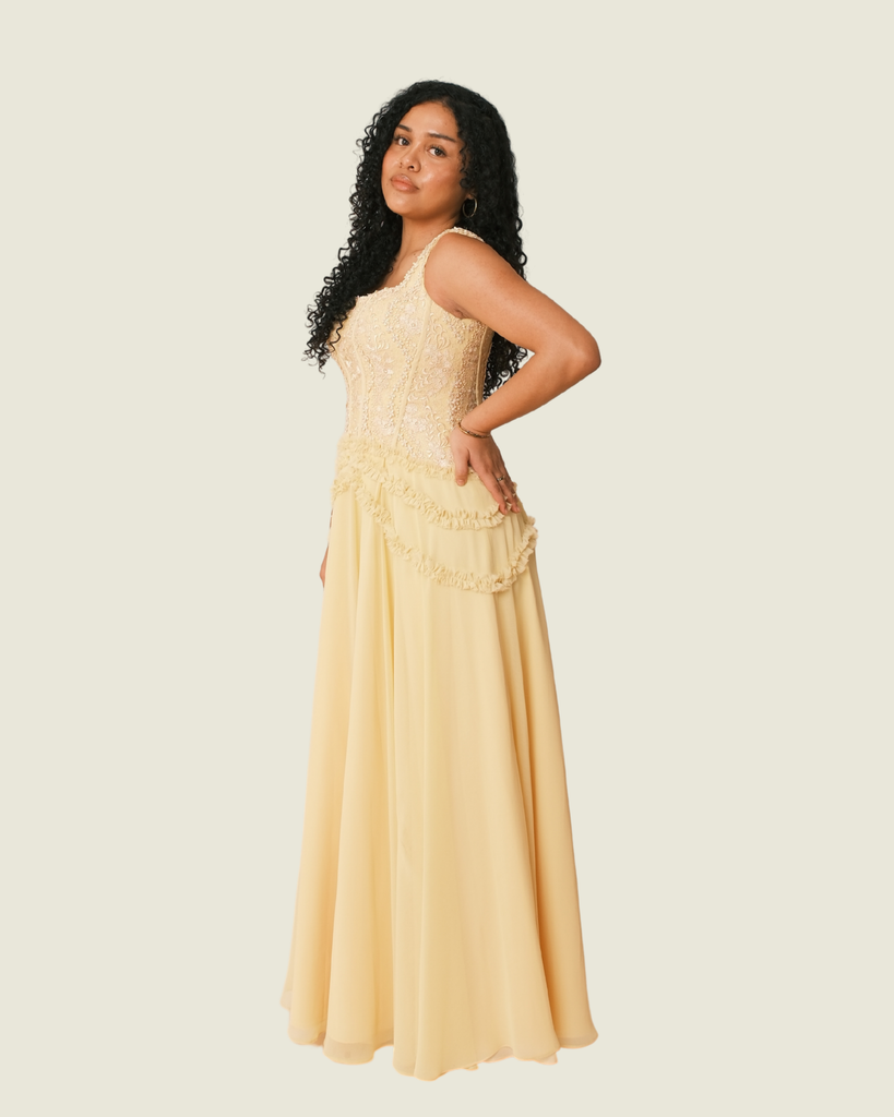 Yellow Mel Orlina Bespoke - Lace Gown