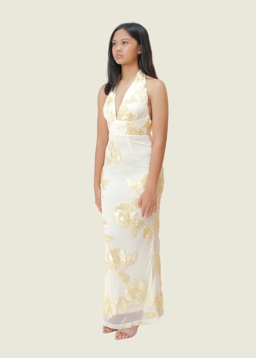 Yellow Selfie Leslie Cipriana Backless Halter Maxi Dress (XS) hover image