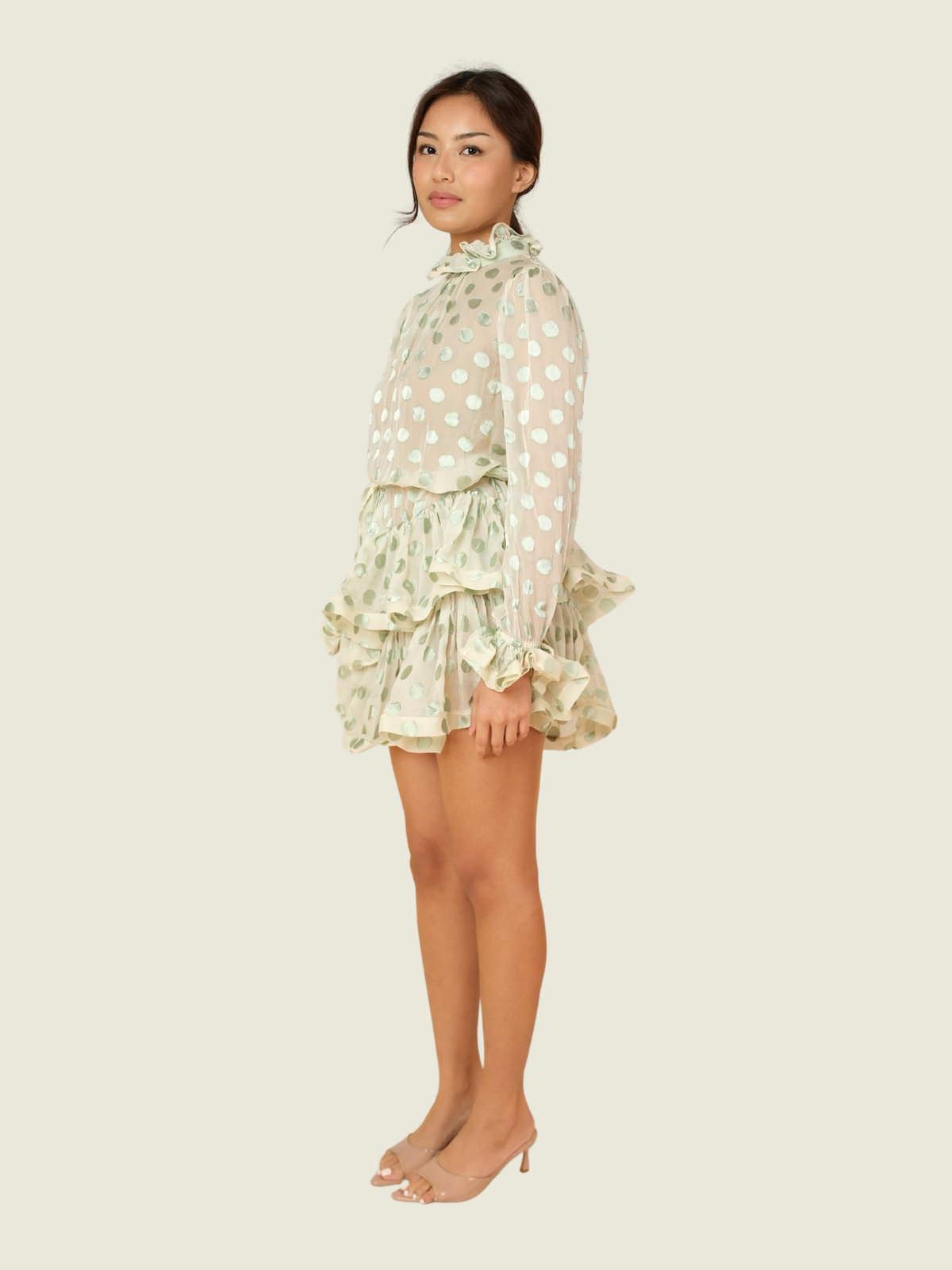 Zimmerman Mint Green Polka Dot Sheer Mini Dress