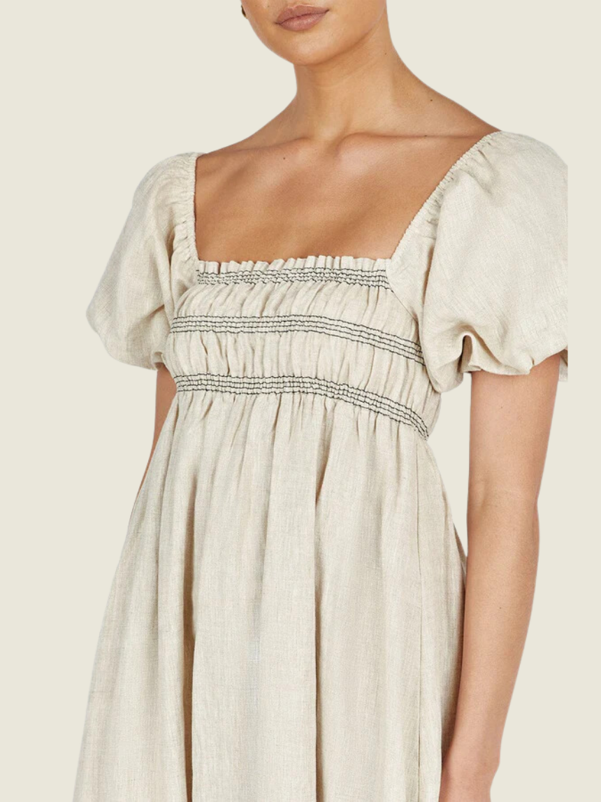 Dissh Bianca Natural Linen Midi Dress