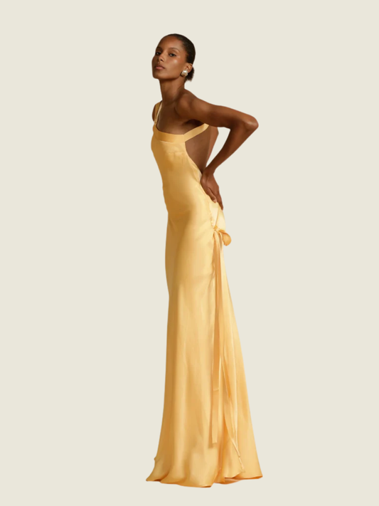 Arcina Ori Monique Sunshine Asymmetric Backless Maxi Dress
