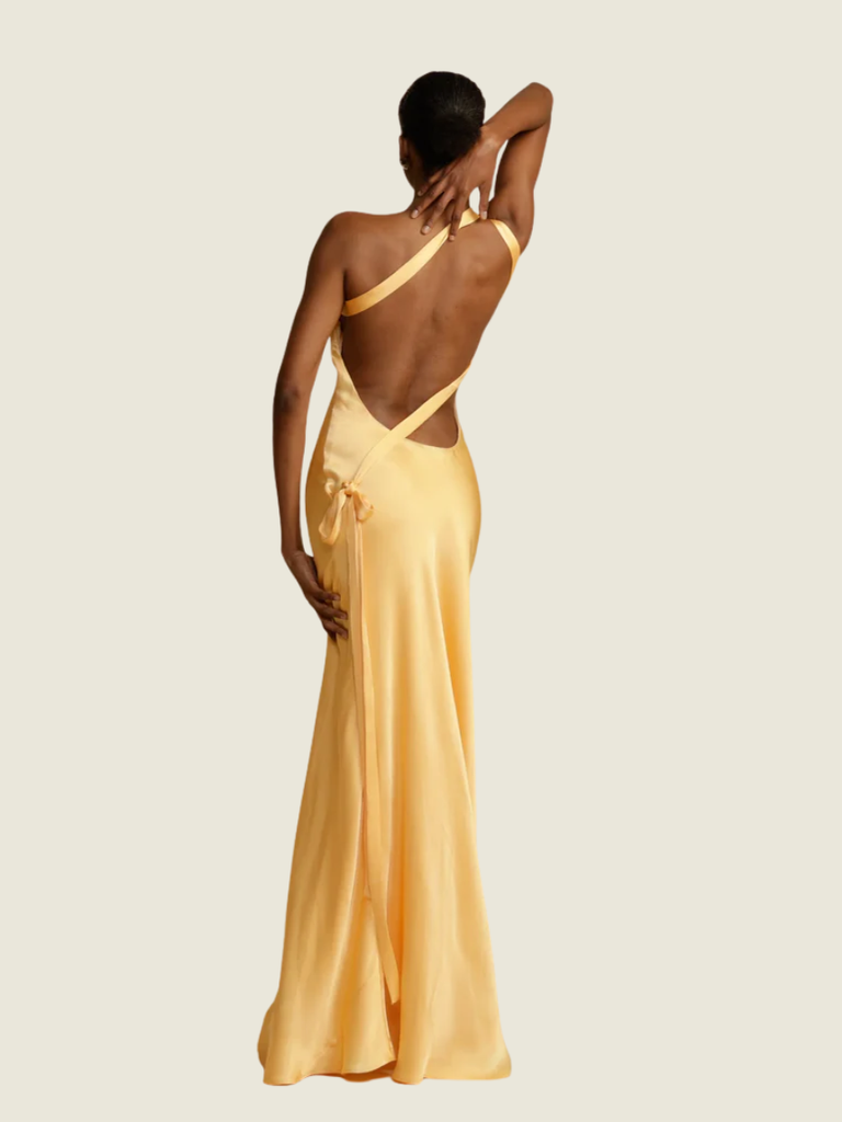 Arcina Ori Monique Sunshine Asymmetric Backless Maxi Dress