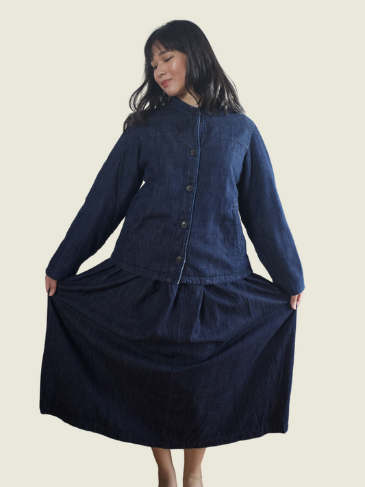 Ines de la Fressange x Uniqlo Denim Jacket and Maxi Skirt Set