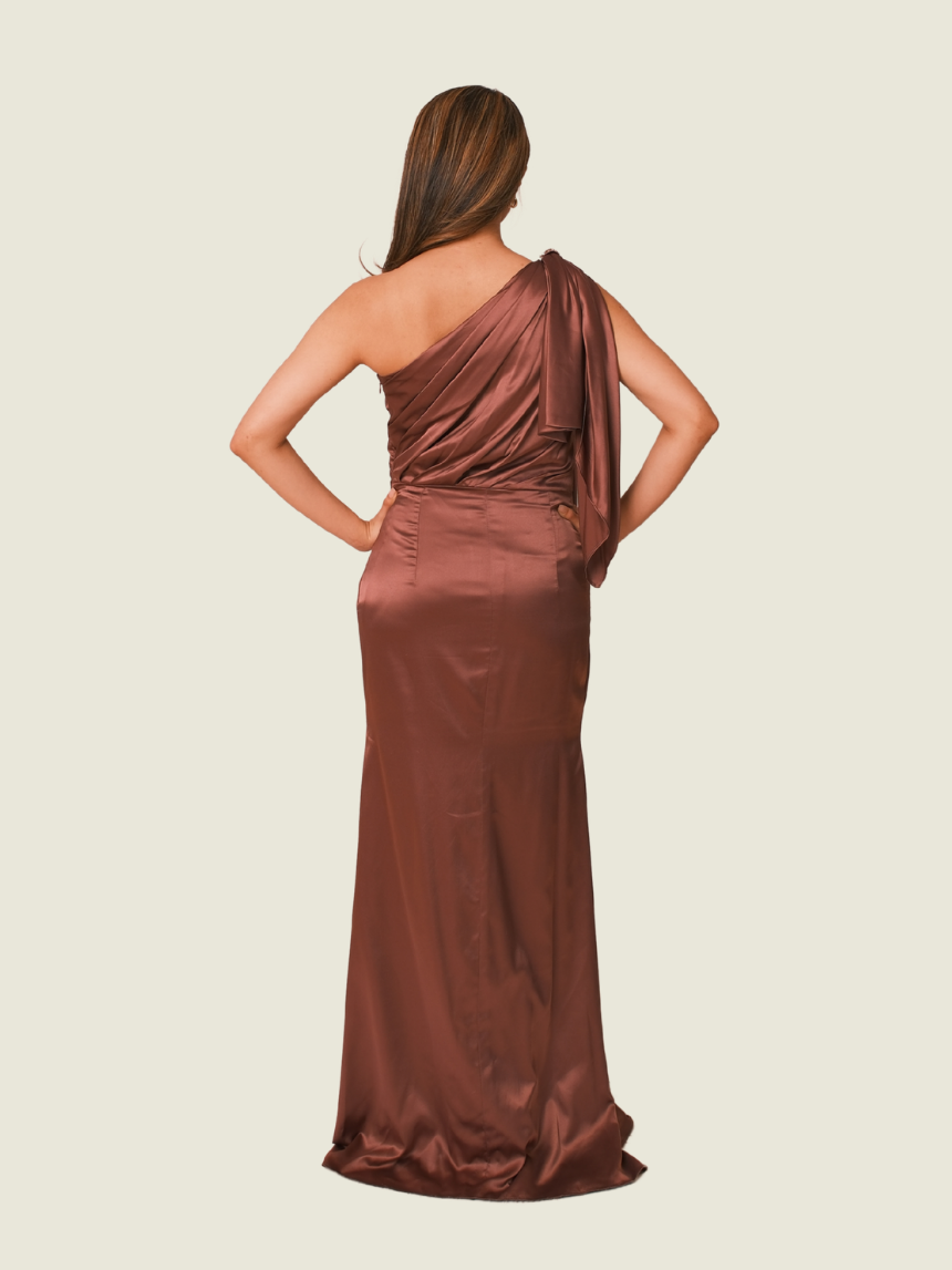 Bianca Cordero One-Sided Silk Mauve Gown