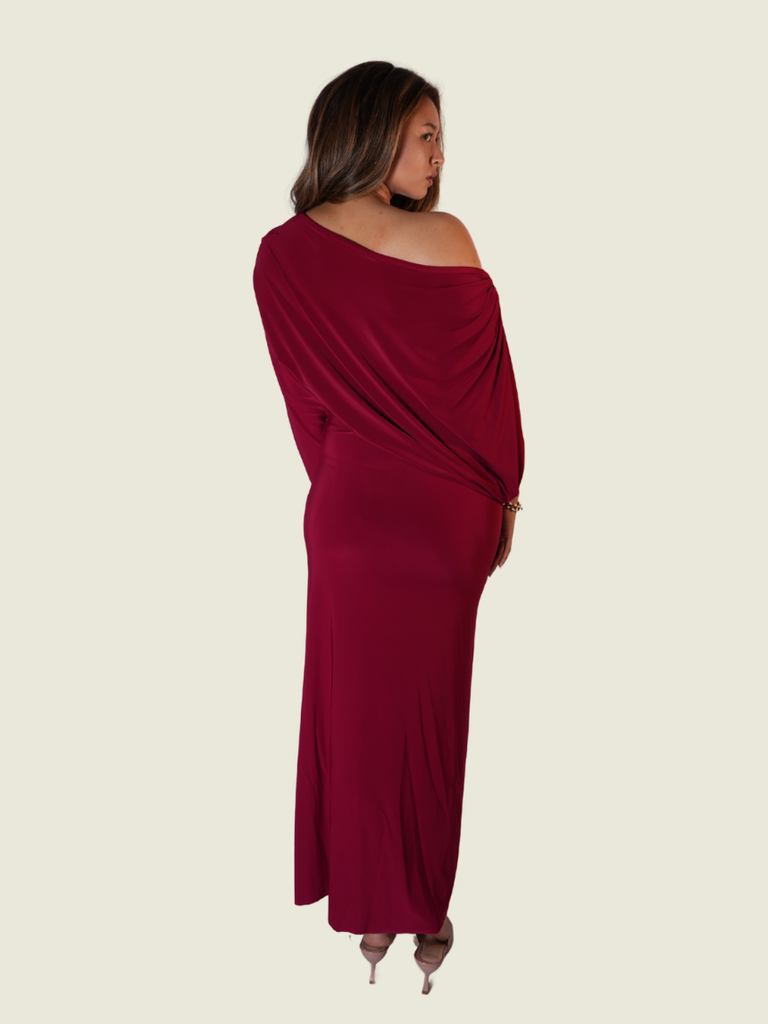 Cary Santiago Asymmetrical Red Maxi