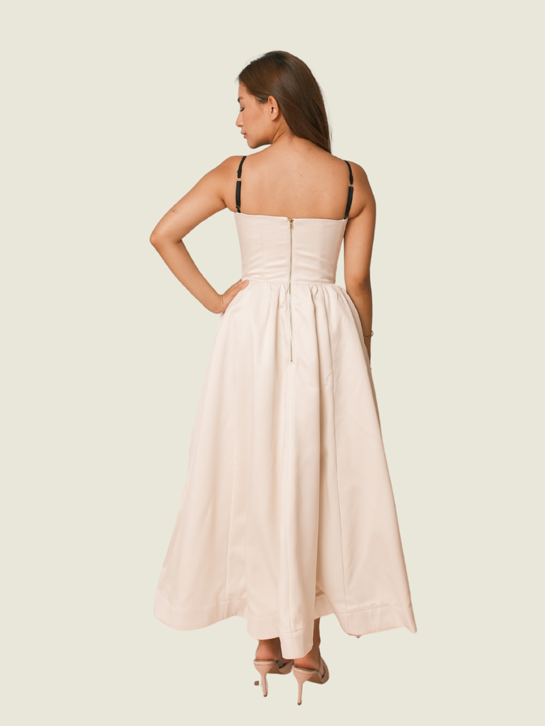 DoubleWoot Off White Dress with Black Trimmings