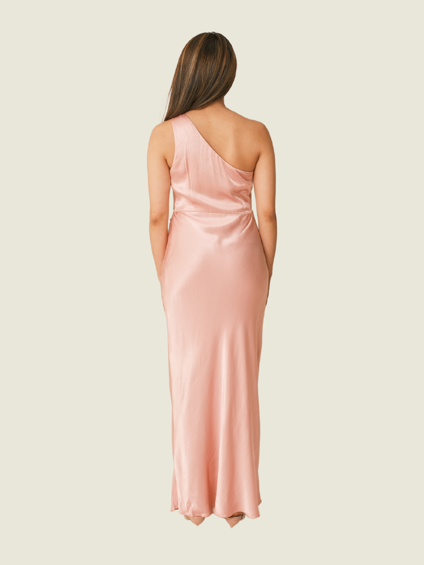 Ever New Elegant Emily Blush One-Shoulder Satin Maxi Dress