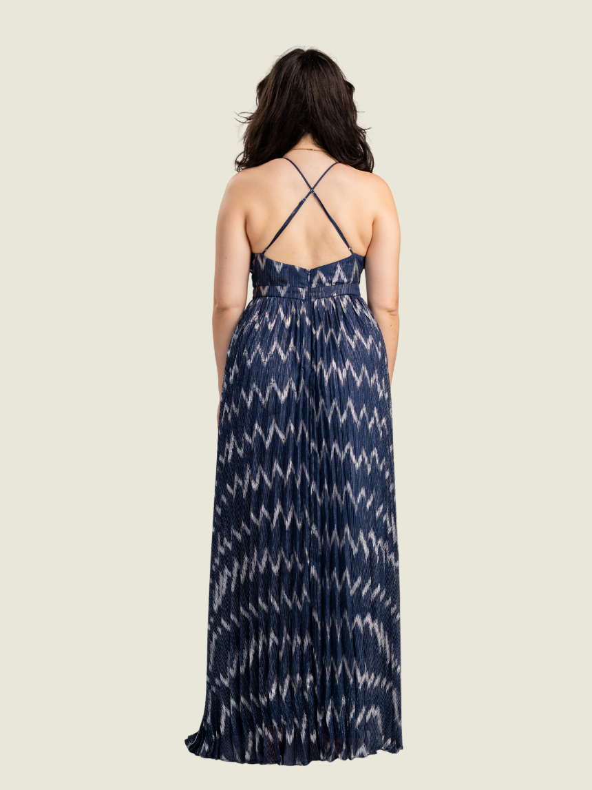 Maniju Blue Printed Long Dress