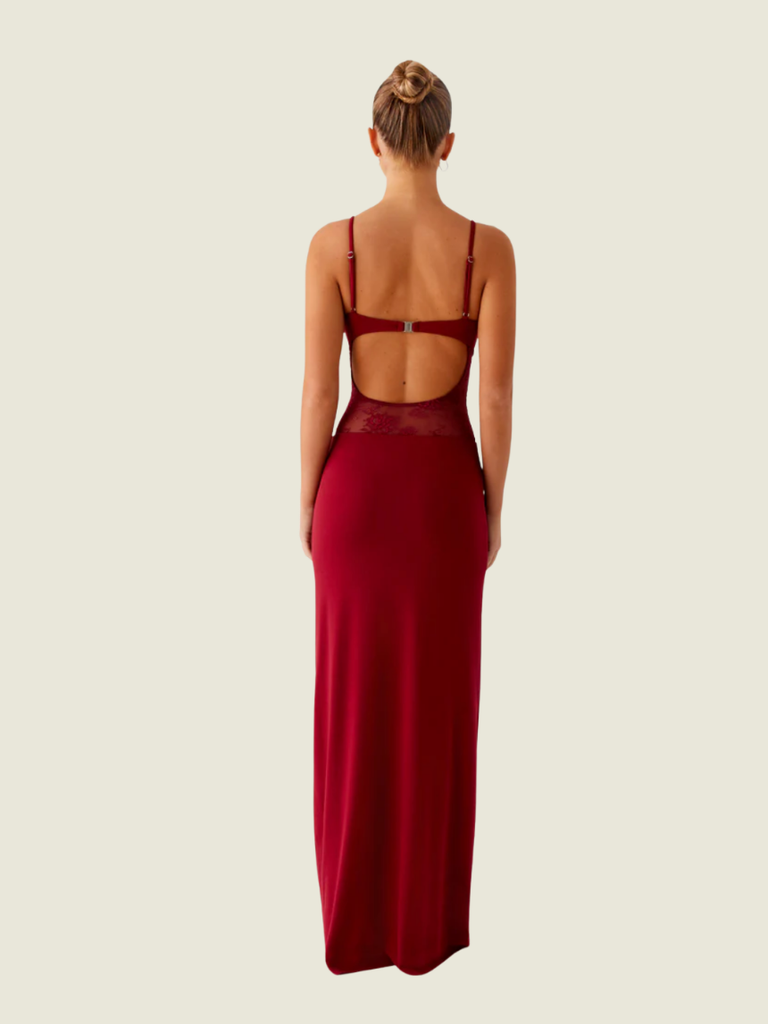Peppermayo Exclusive Envy Maroon Maxi Dress