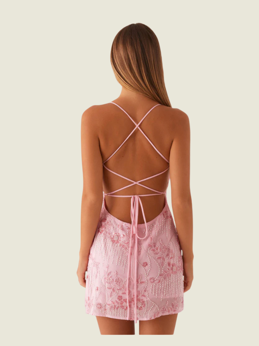 Peppermayo Exclusive Vietta Pink Sequin Cami Mini Dress