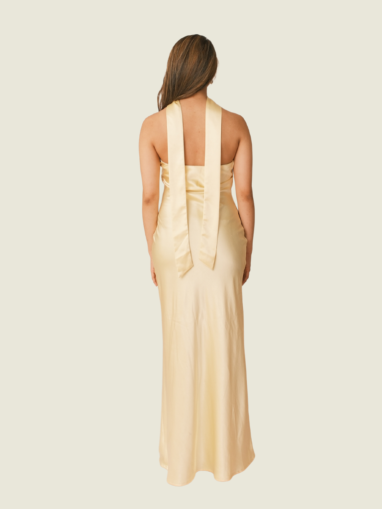SNDYS Butter Yellow Angelina Neck Tie Maxi Dress