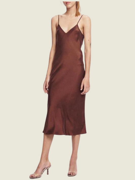 Silk Laundry Brown Slip Dress