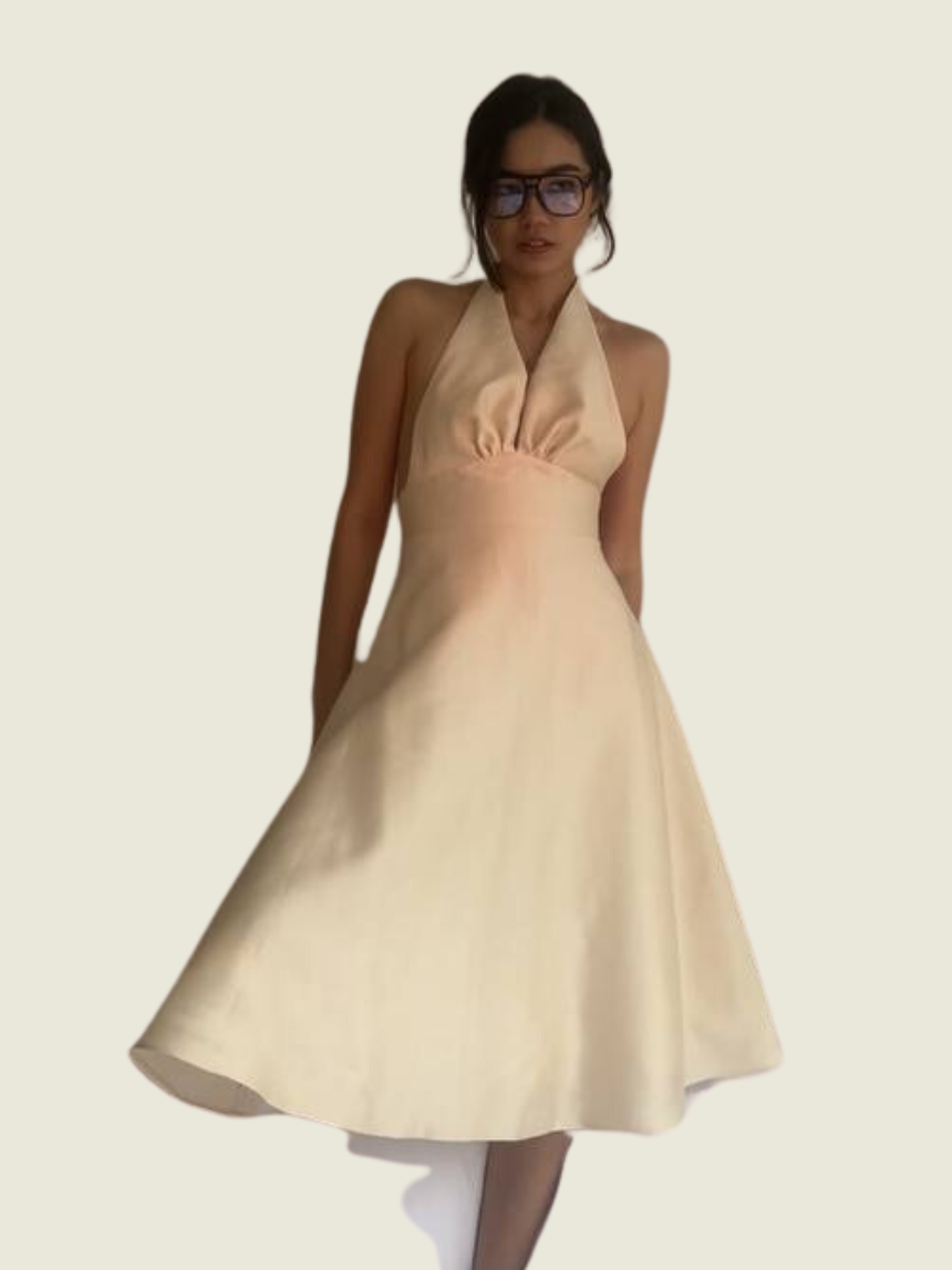 June 12 the Label Cream Halter Dress