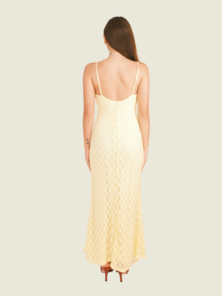 Bardot Yellow Maxi with Floral Details (S)