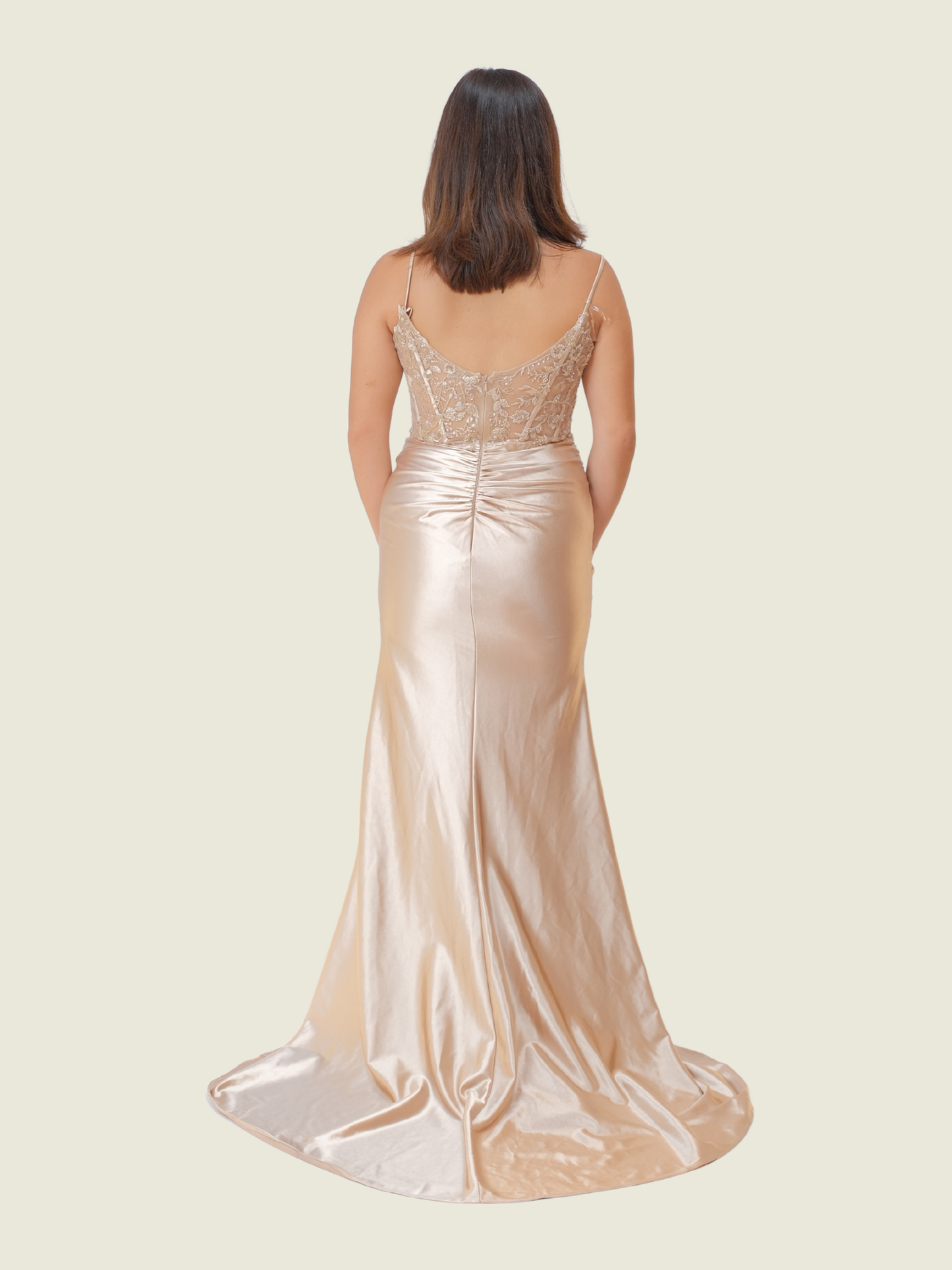 Champagne Long Corset Champagne Gown (M)