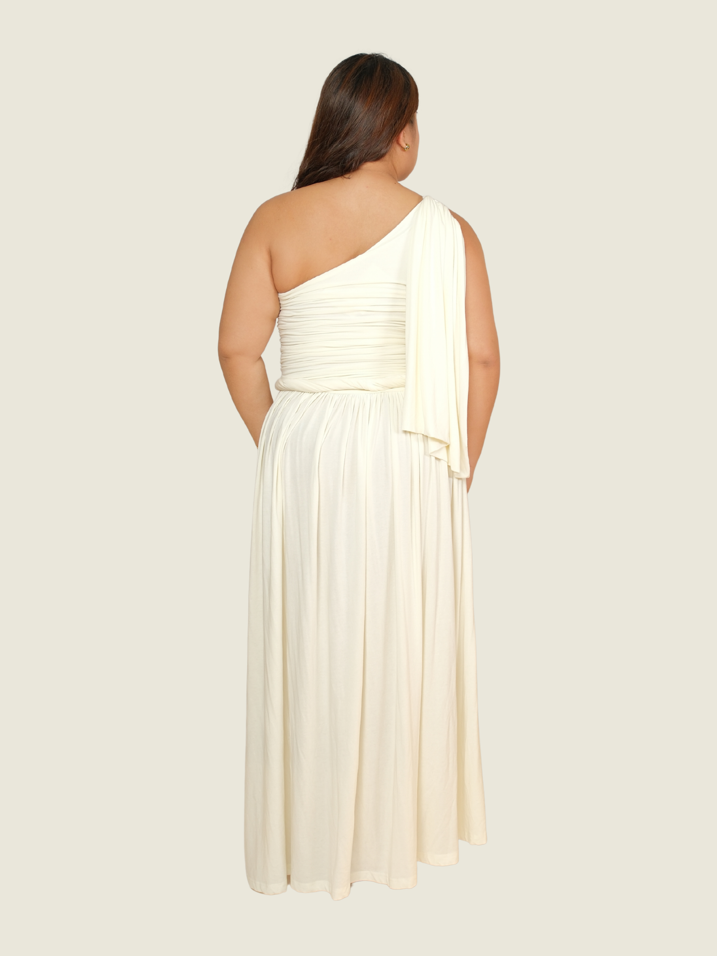 COCOSIN White Drape Dress
