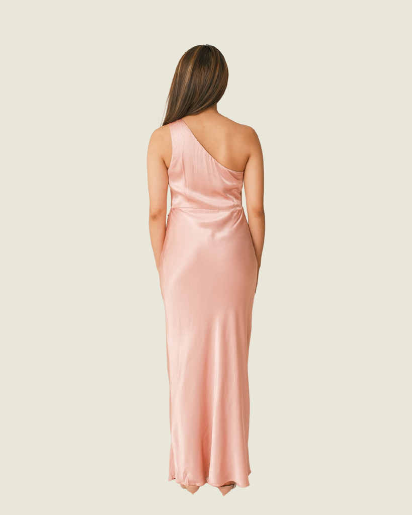 Ever New Elegant Emily Blush One-Shoulder Satin Maxi Dress