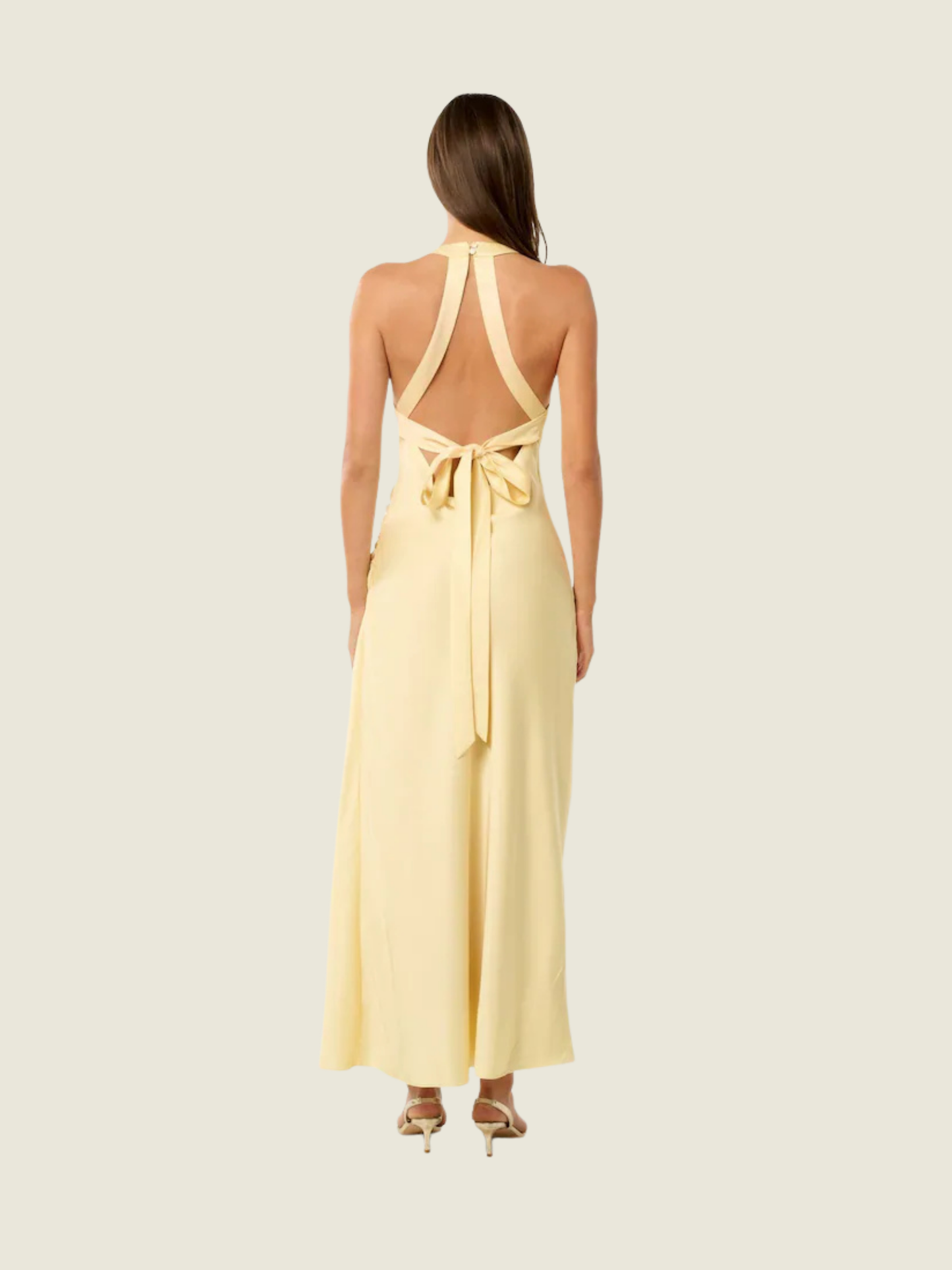 Ever New Yellow Audrey Satin Backless Maxi