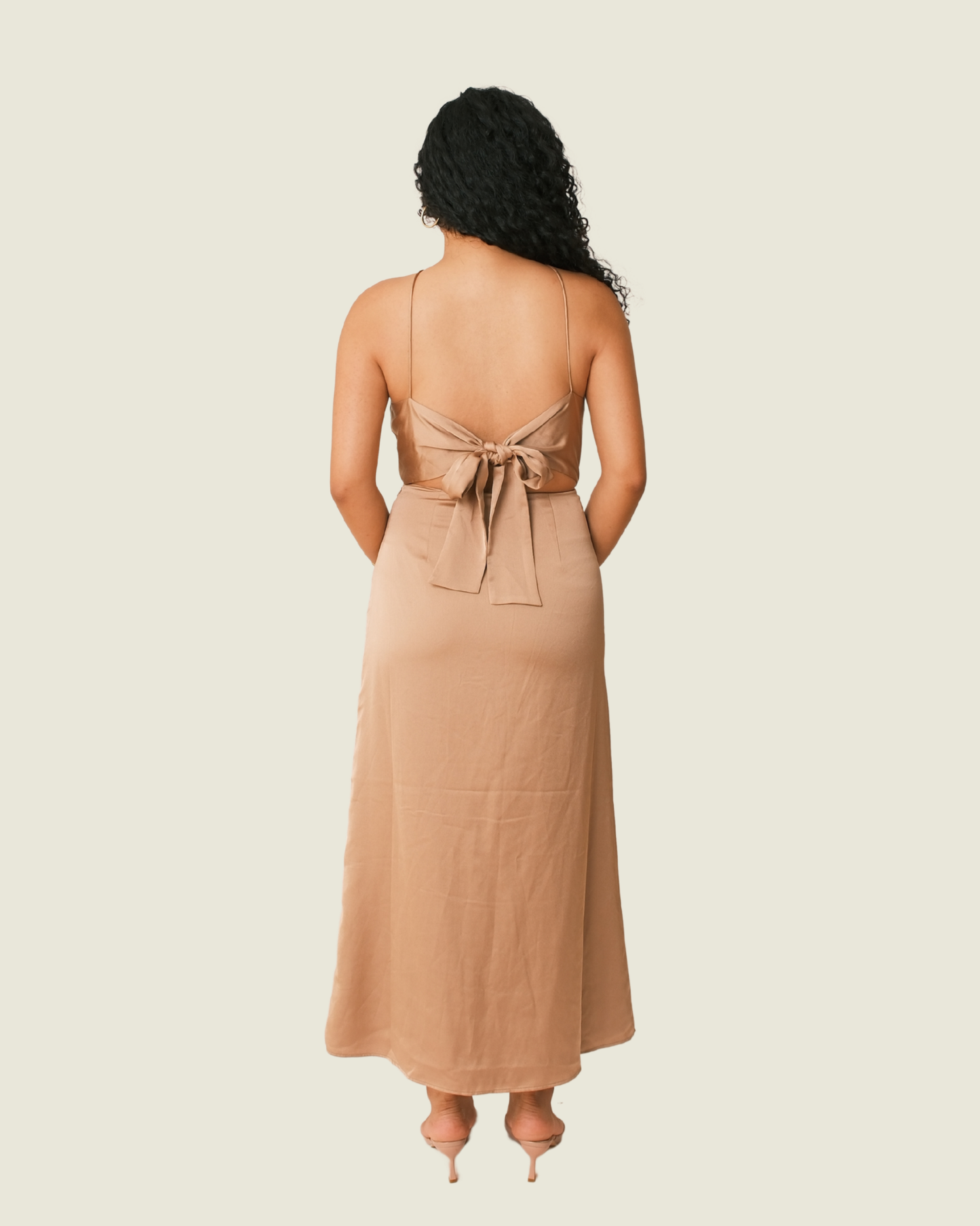 Finders Keepers Silk Brown Midi Dress