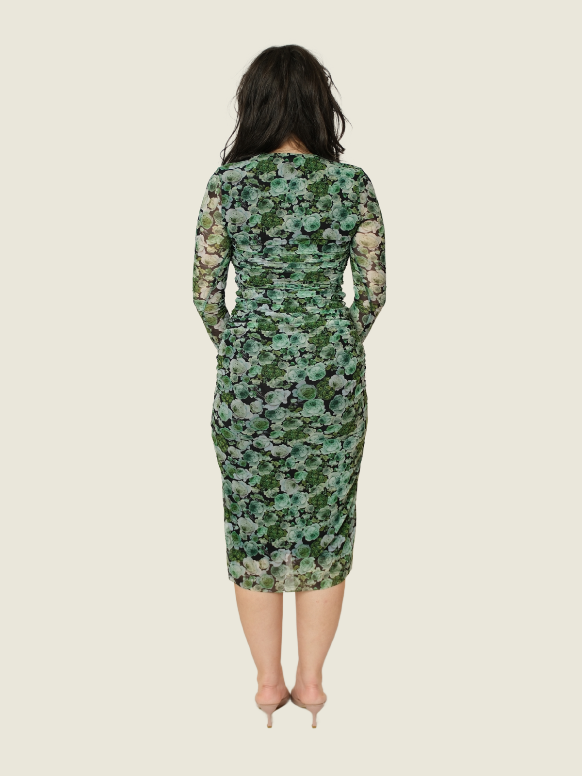 Ganni Green Floral Bodycon Dress