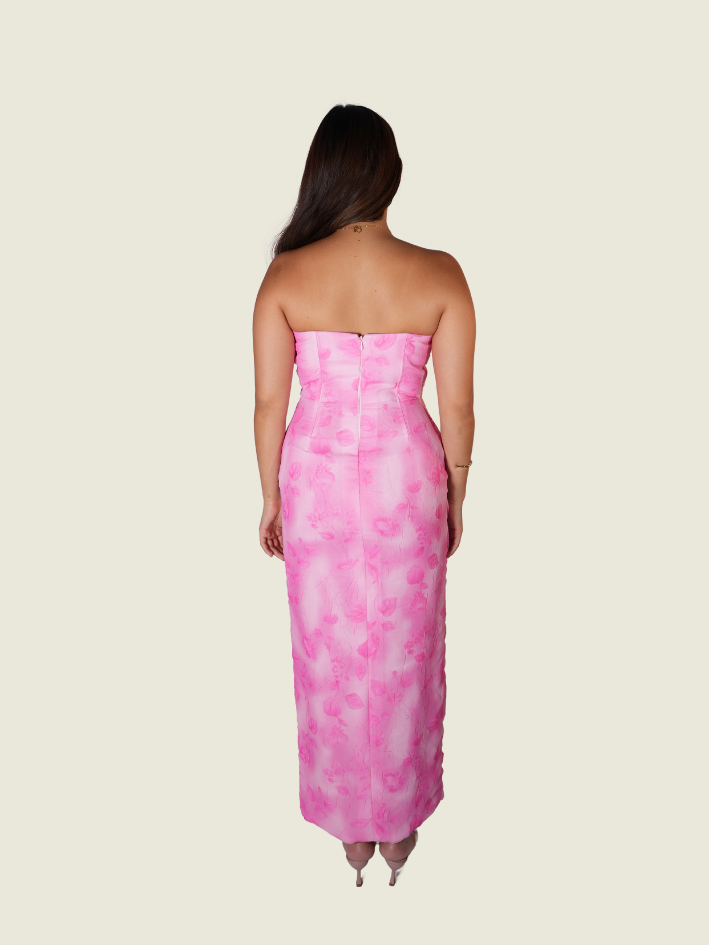 Gladys Gail Pink Floral Tube Cutout Dress