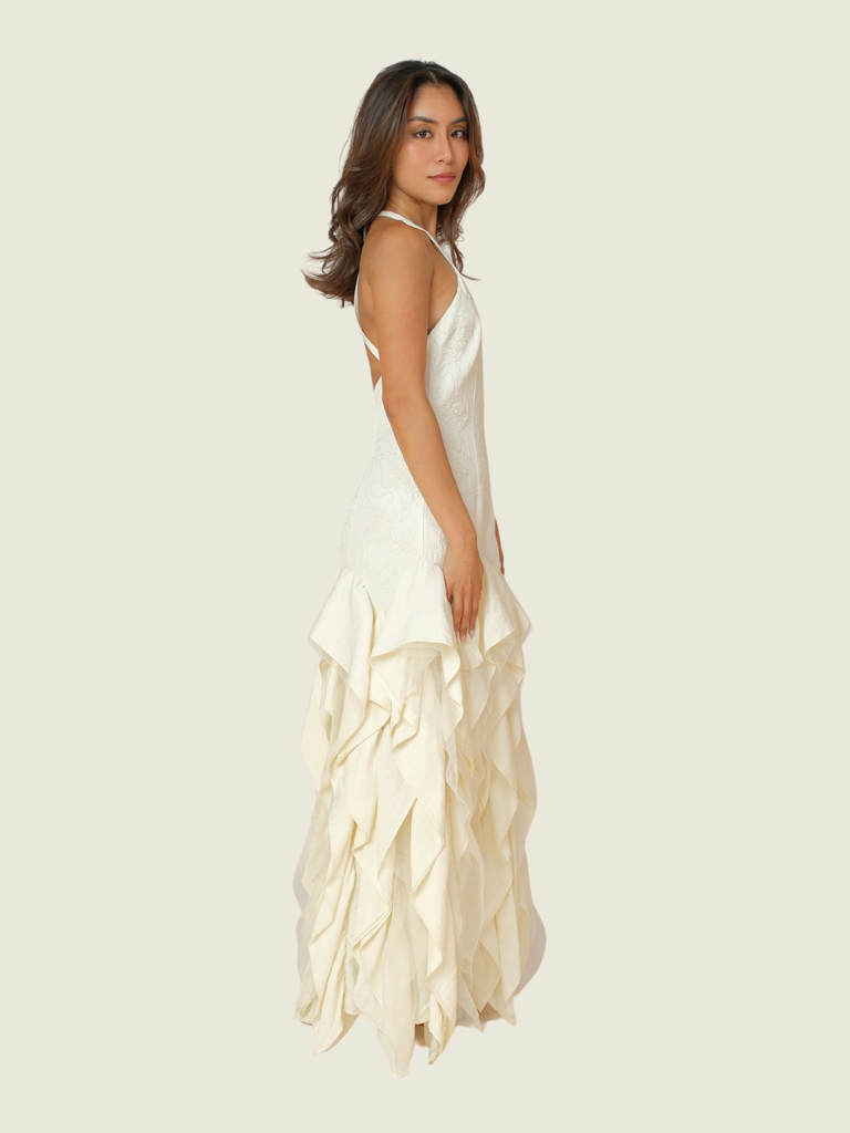 H&M Studio Ruffled Embroidered Dress