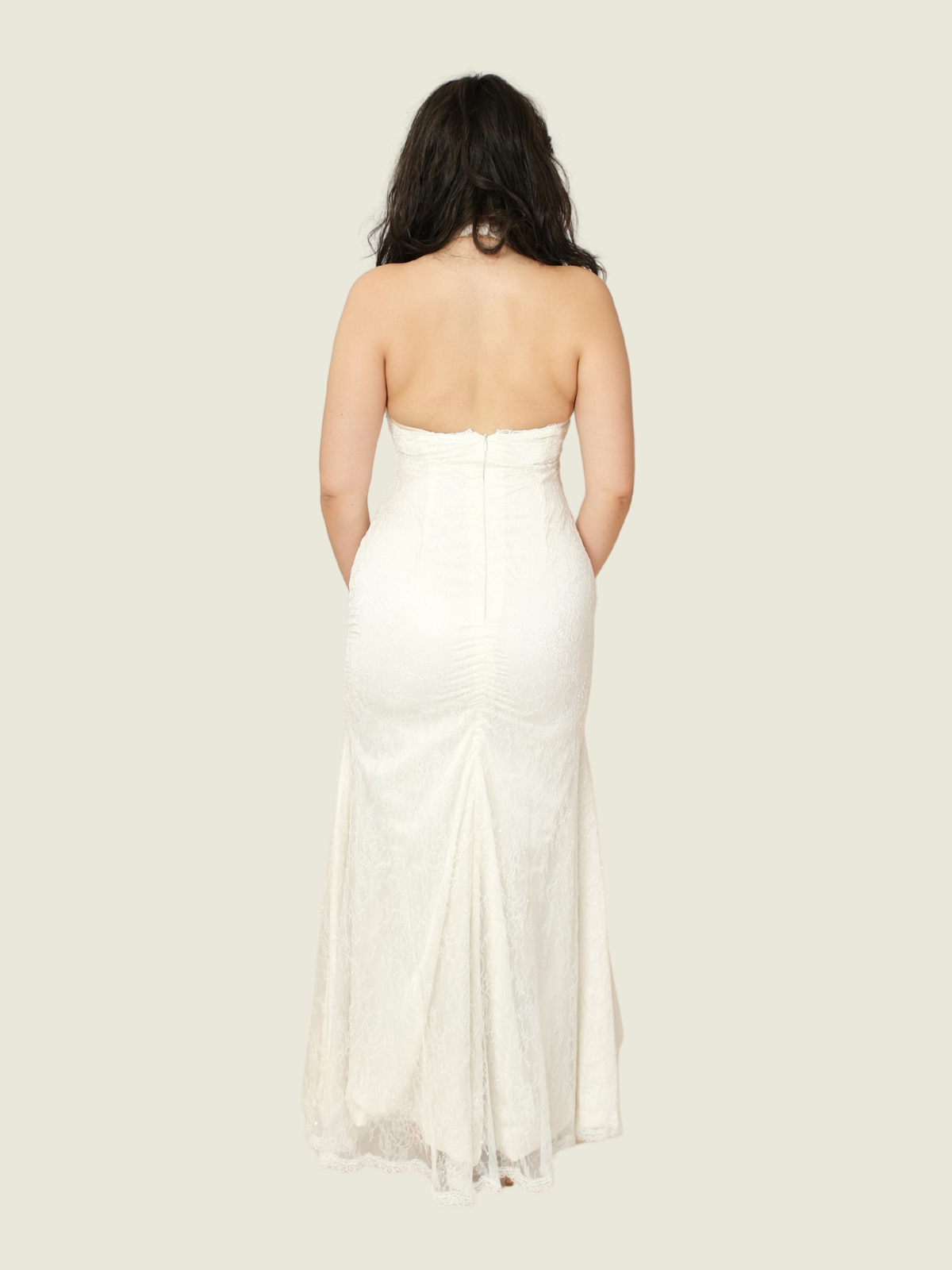 Jeanjaquet Ivory Lace Halter Gown