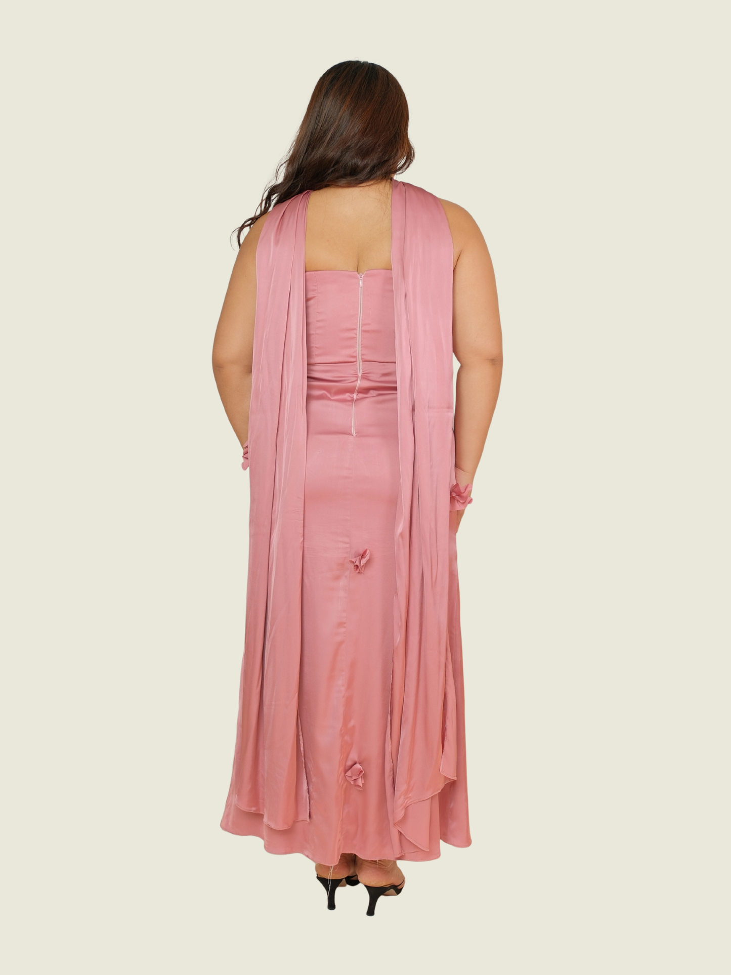 Jerald Ignacio Tube Gown with Floral Applique