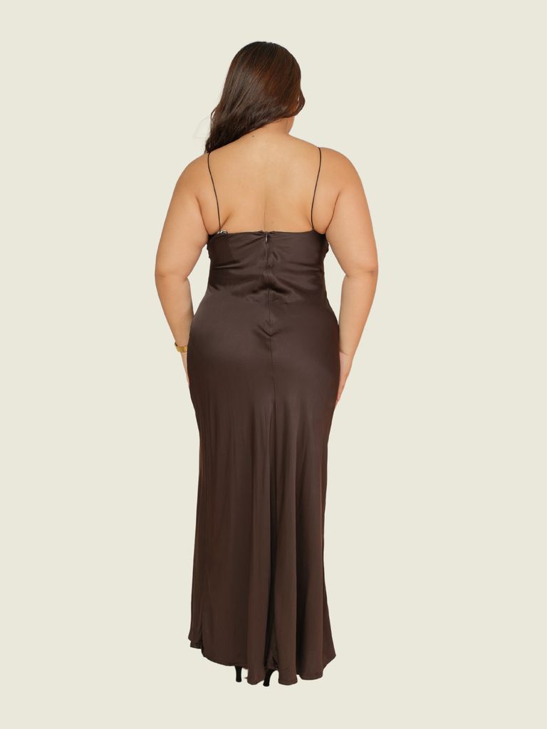 Mango Brown Silk Dress