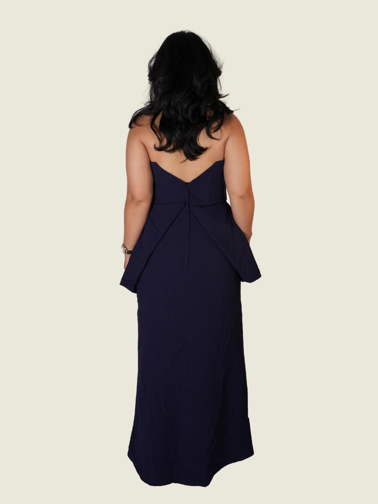 Mark Bumgarner Navy Blue Maxi with Off Shoulder Sleeves