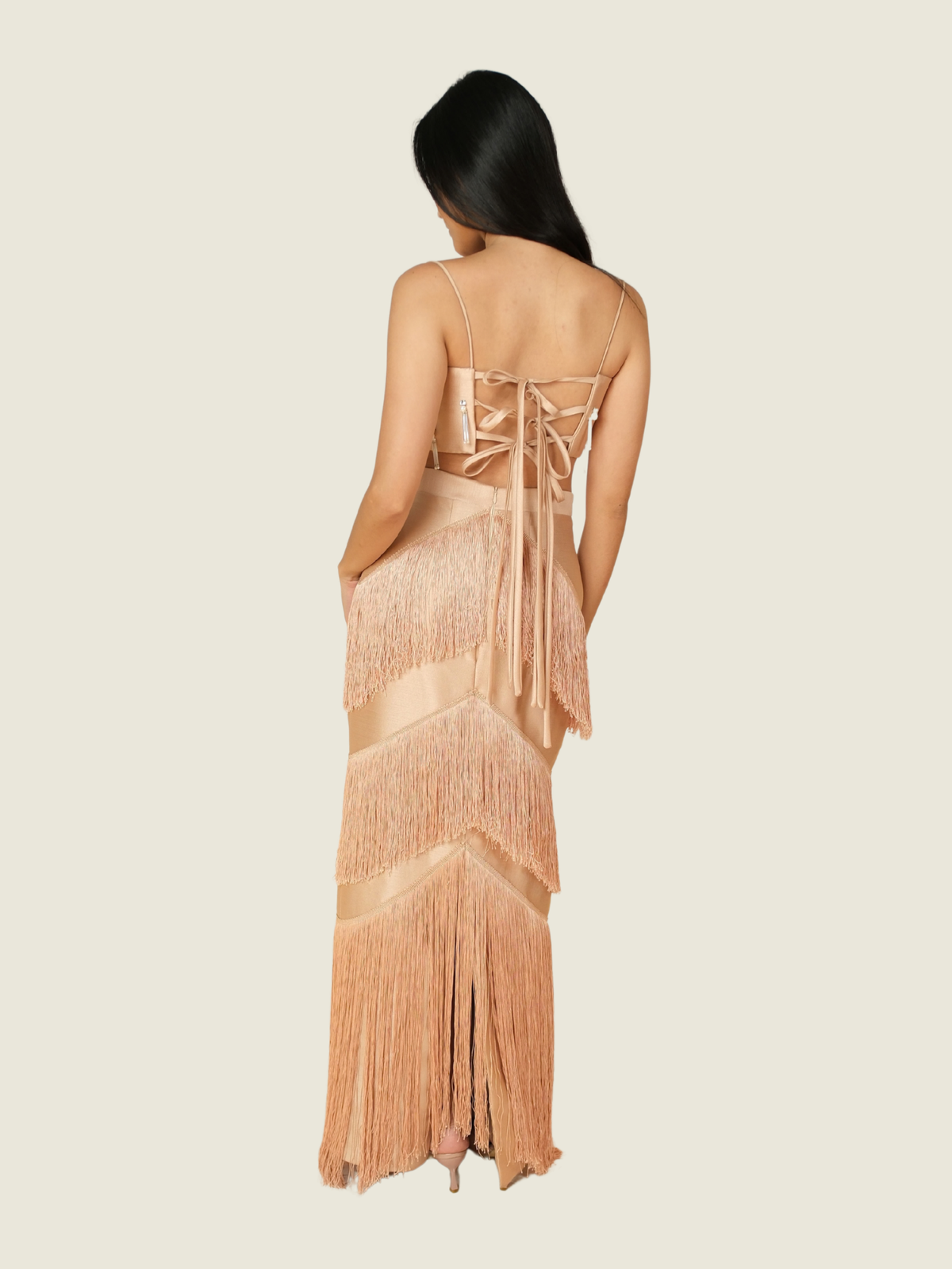 Martin Bautista Fringe Two Piece Dress