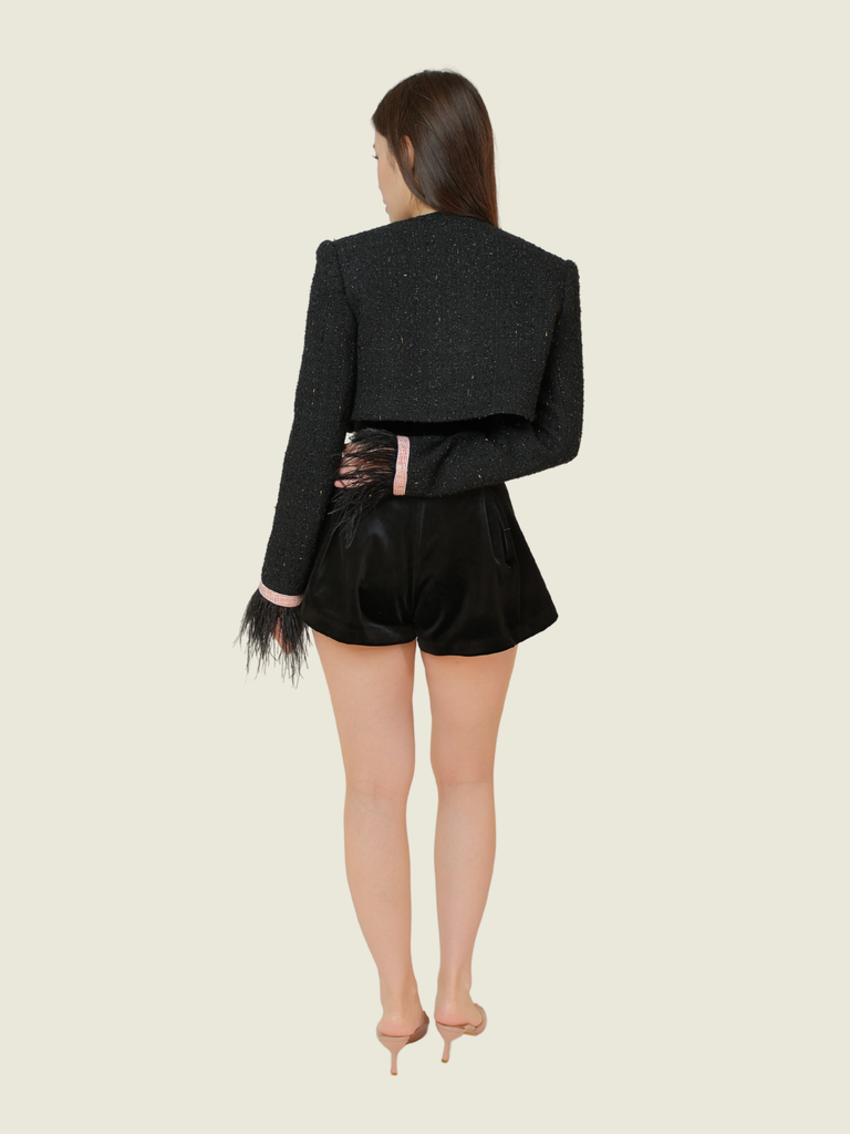 Nana Jacqueline Black & Pink Tweed Cropped Jacket