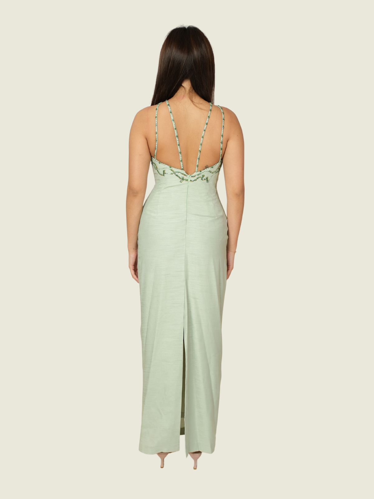 Nana Palmos Custom Sage Green Maxi Dress