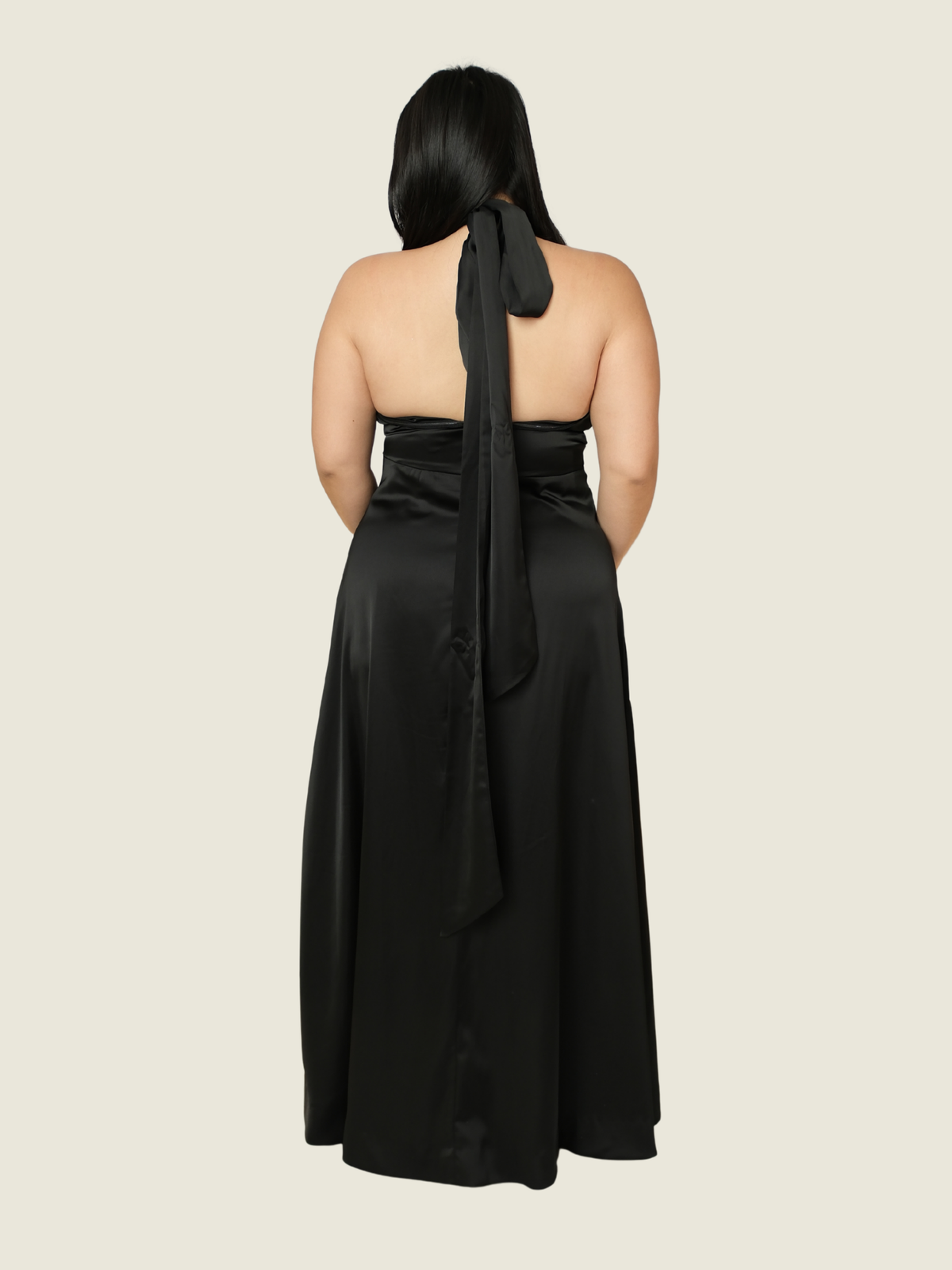 O’Muse Black Halter Gown
