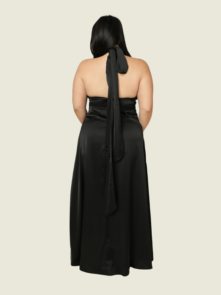 O’Muse Black Halter Gown