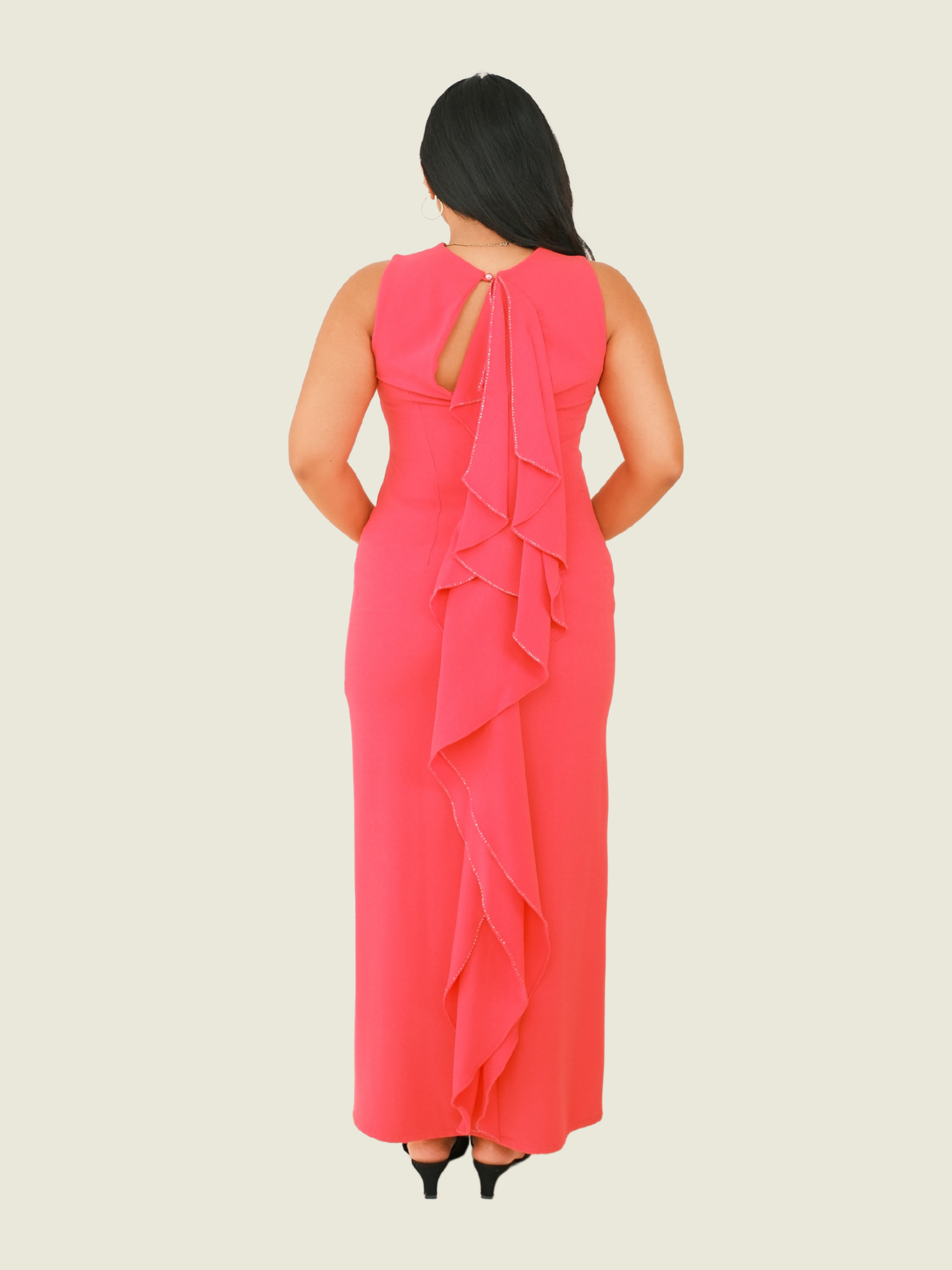 Patricia Santos Fuschia Pink Dress with Ruffle Details