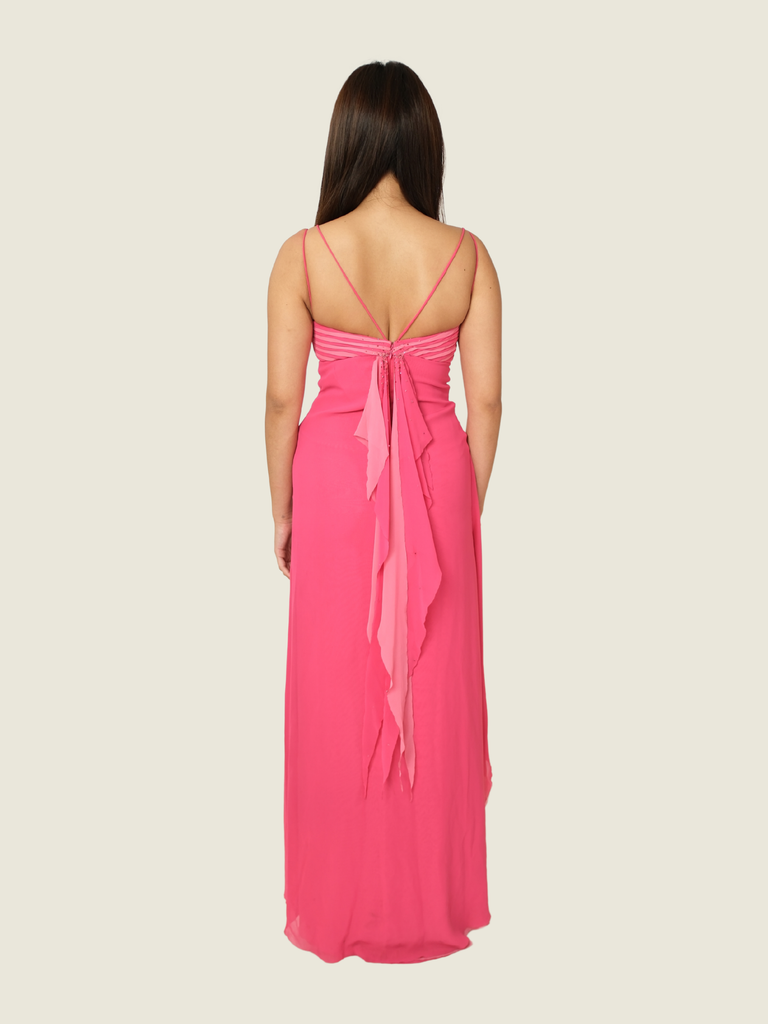 Randy Ortiz Custom Pink Strappy Maxi Dress