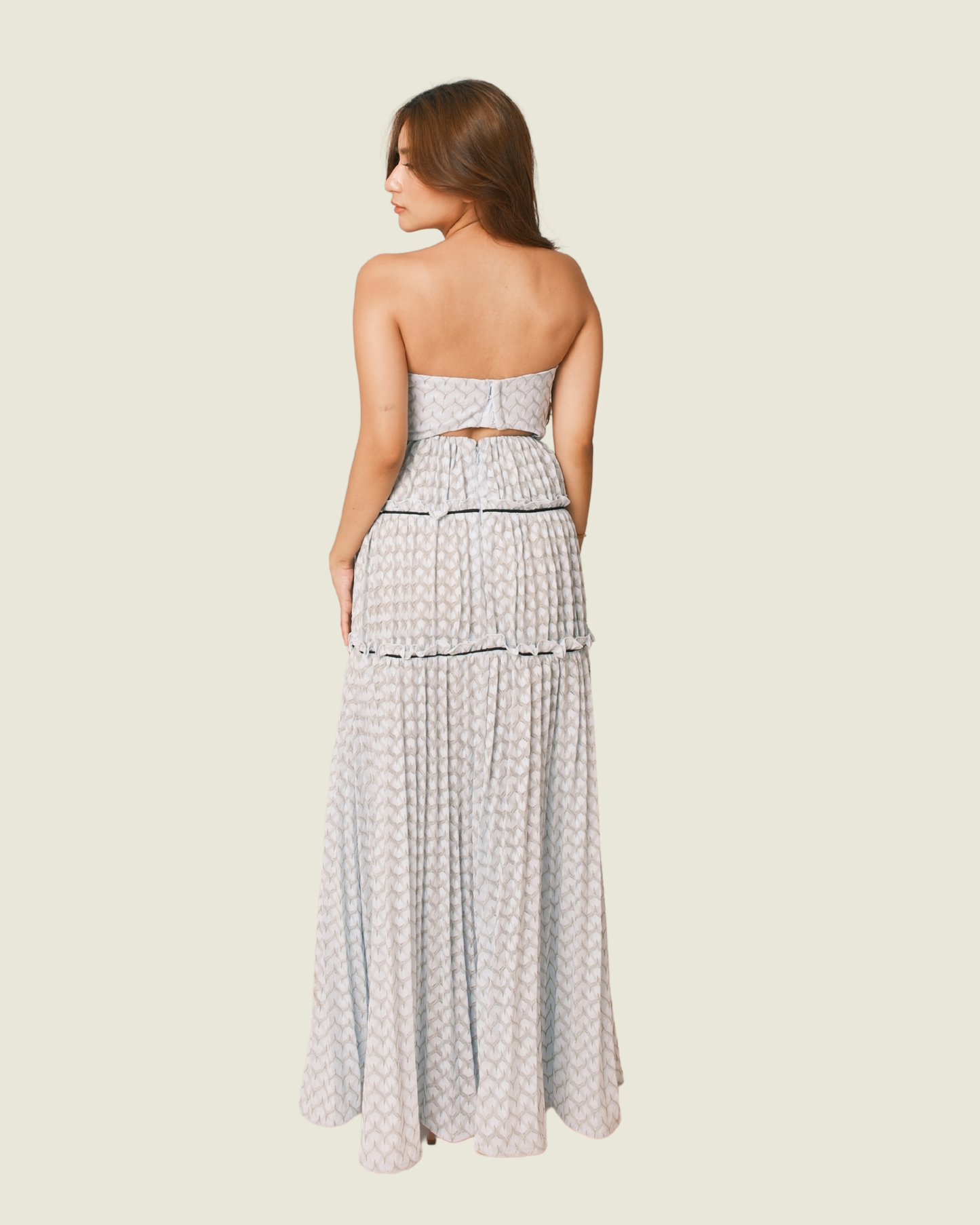 SELF-PORTRAIT Blue Textured Midi Dress