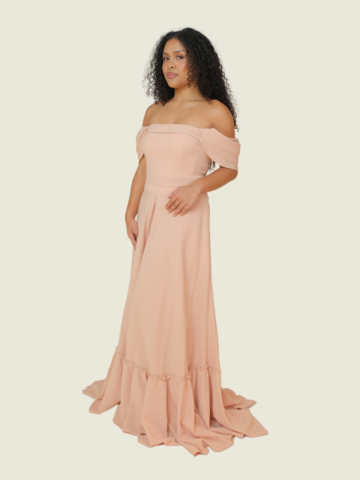 Steph Tan Pink Off Shoulder Gown