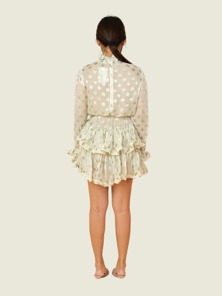 Zimmerman Mint Green Polka Dot Sheer Mini Dress