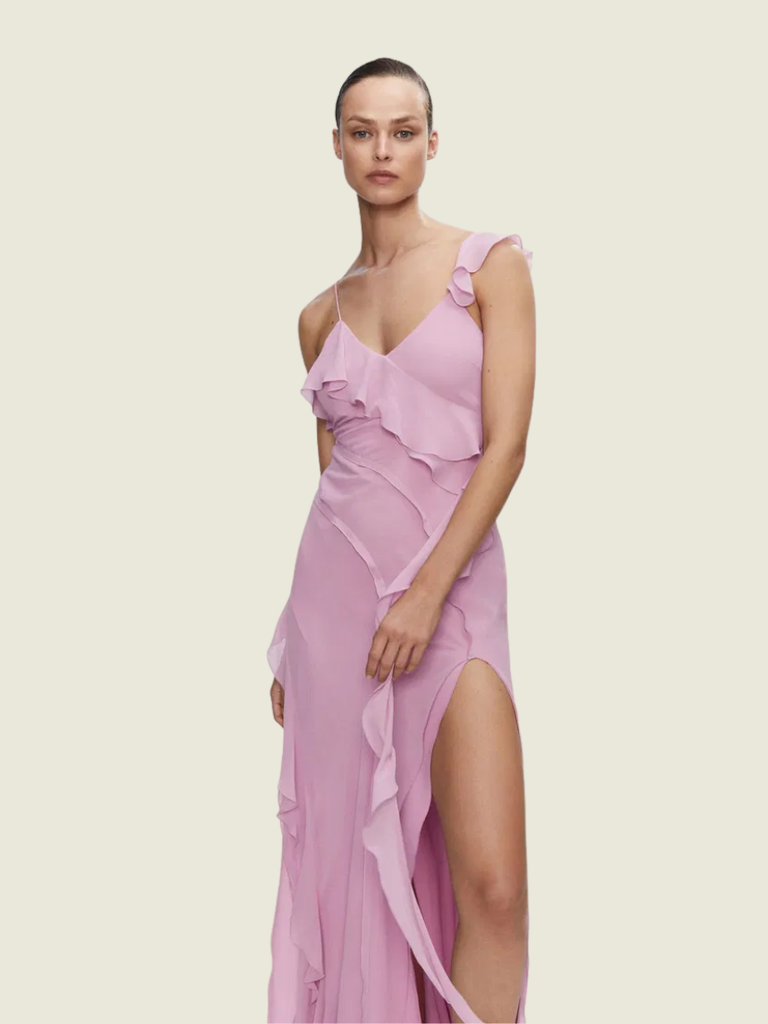 Mango Pink Ruffle Maxi