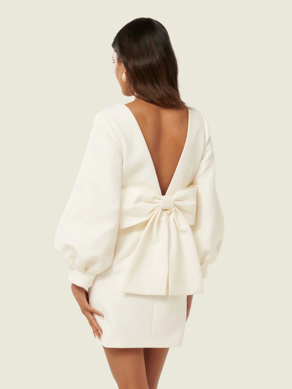 Ever New White Long Sleeve Bow Back